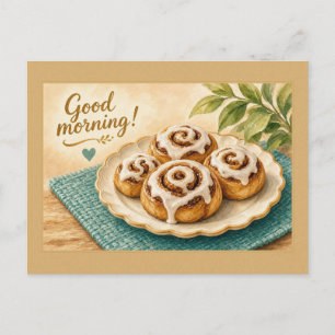 Guten Morgen Glasierte Zimtschnecken Postkarte