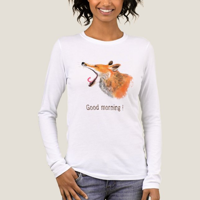 Guten Morgen gönnender Fuchs und Text Dein Witz Tri-Blend Shirt (Vorderseite)