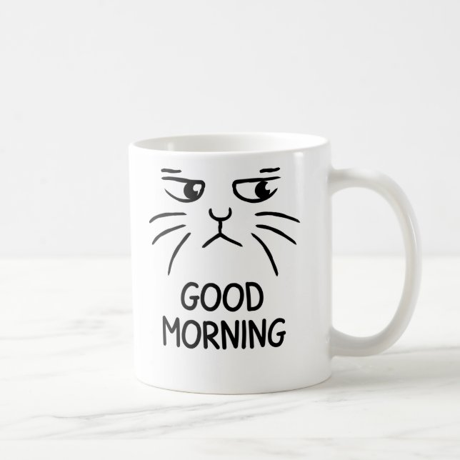 Guten Morgen – Grumpy Cat Gesicht Kaffeetasse (Rechts)