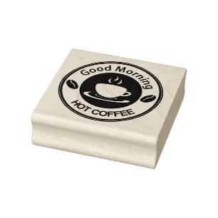 Guten Morgen heißer Kaffee Gummistempel