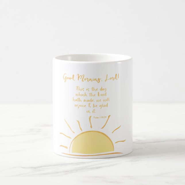 Guten Morgen Herr mit Psalms Bibel Verse Kaffeetasse (Mittel)