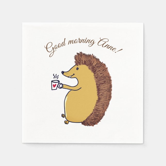 Guten Morgen, Igel Papier Napkins Serviette (Vorderseite)