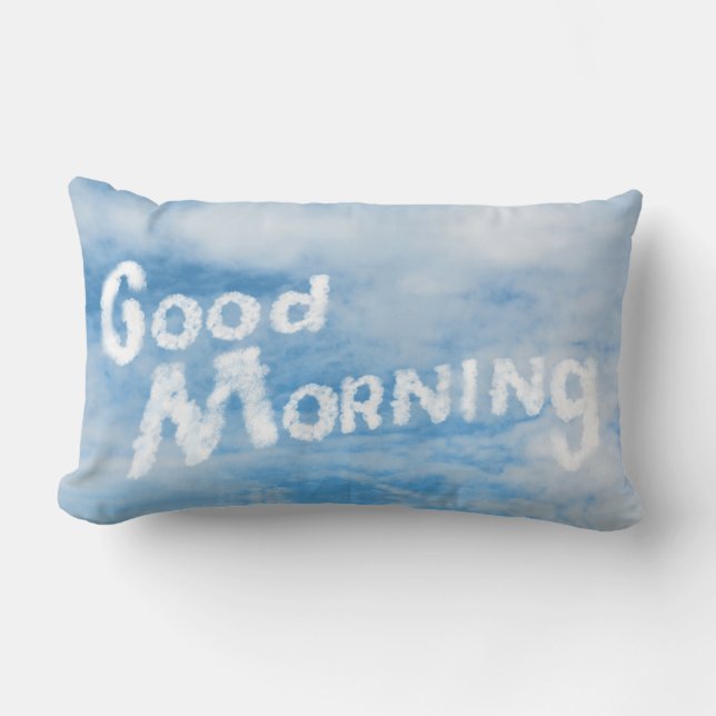 Guten Morgen in Wolken geschrieben Lendenkissen (Vorderseite)