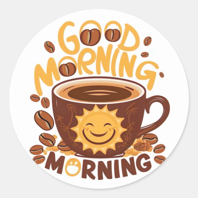 Guten Morgen Kaffee Lover Runder Aufkleber (Vorderseite)
