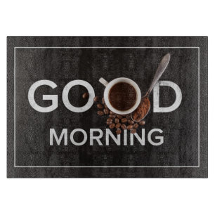 Guten Morgen Kaffeemaschine Schneidebrett