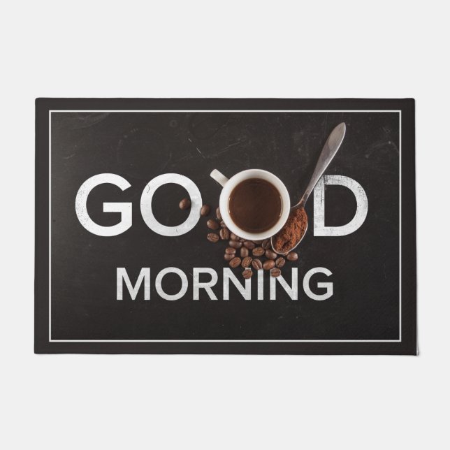 Guten Morgen Kaffeetüren Fußmatte (Vorderseite)