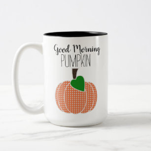 Guten Morgen Pumpkin Orange Gingham Kariert Zweifarbige Tasse