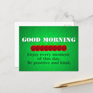 Guten Morgen Rote Blume Positives Zitat Postkarte