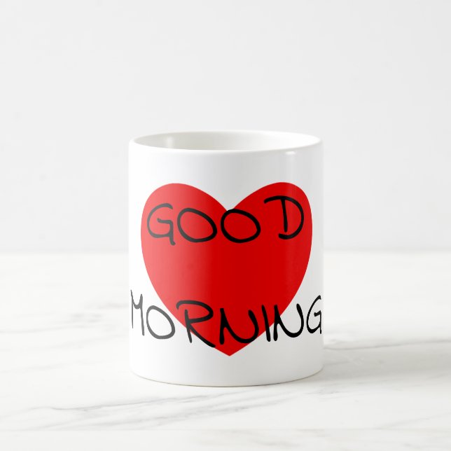 Guten Morgen, rotes Herz Kaffeetasse (Mittel)