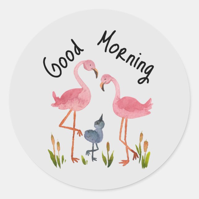 Guten Morgen Runder Aufkleber (Vorderseite)