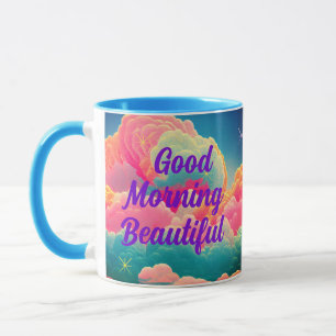 Guten Morgen schöne, pastellfarbene Wolken Tasse