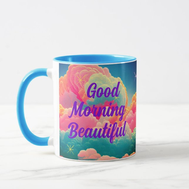 Guten Morgen schöne, pastellfarbene Wolken Tasse (Links)
