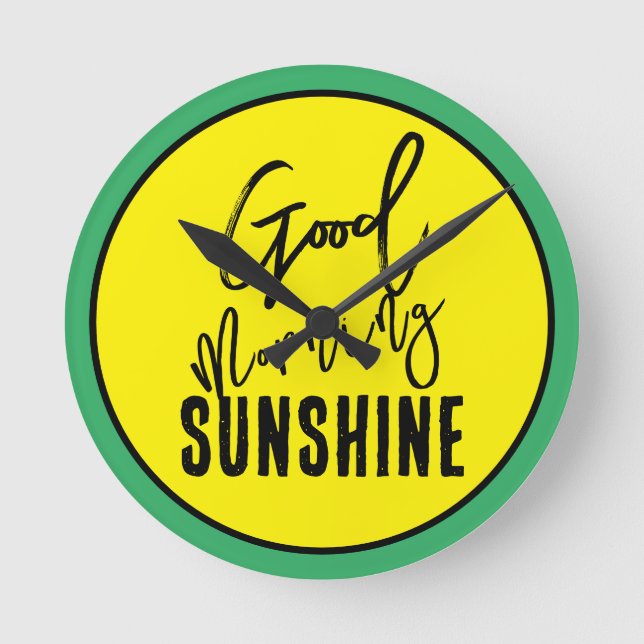 Guten Morgen Sonne Runde Wanduhr (Vorderseite)