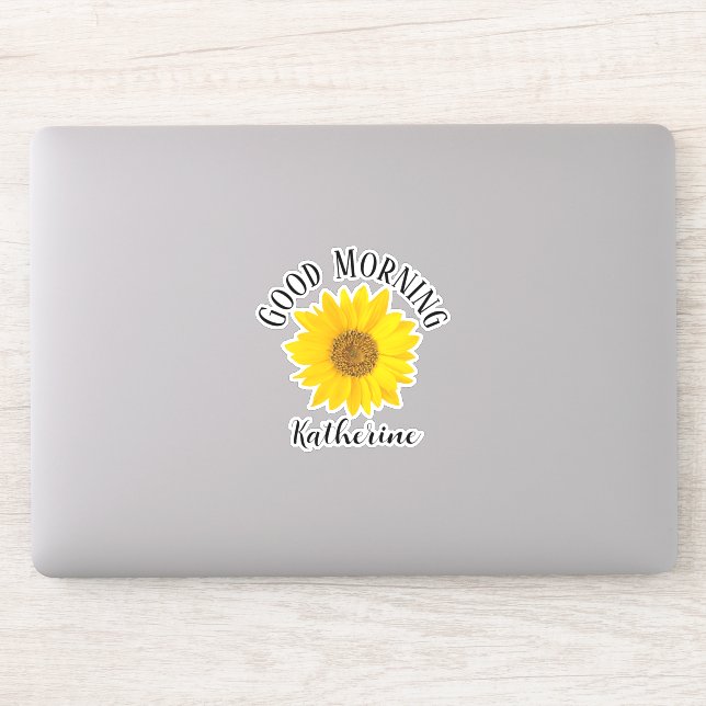 Guten Morgen Sonnenblumen-Individuelle Name Aufkleber (Computer)