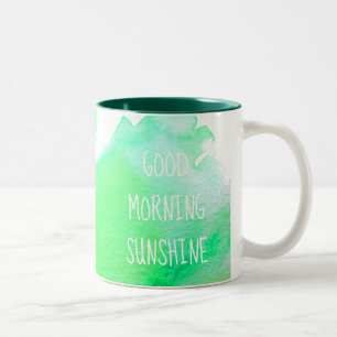 Guten Morgen Sonnenkaffee Zitat grün Zweifarbige Tasse