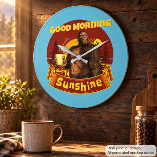 Guten Morgen Sonnenschein Bigfoot Kaffee Humor Kun Große Wanduhr