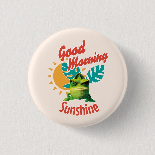 Guten Morgen Sonnenschein Lustiger Chamäleon Button (Vorderseite)