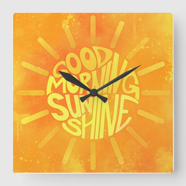 Guten Morgen, Sonnenschein! Quadratische Wanduhr (Vorderseite)