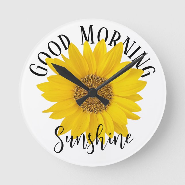 Guten Morgen Sonnenschein Sonnenblume Runde Wanduhr (Vorderseite)