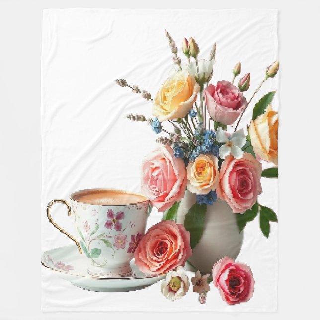Guten Morgen Tee Fleecedecke (Vorderseite)