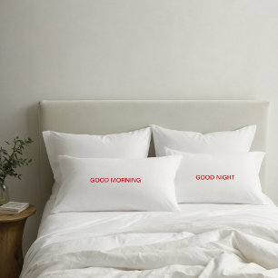 Guten Morgen und Gute Nacht rote Text Kissenbezüge
