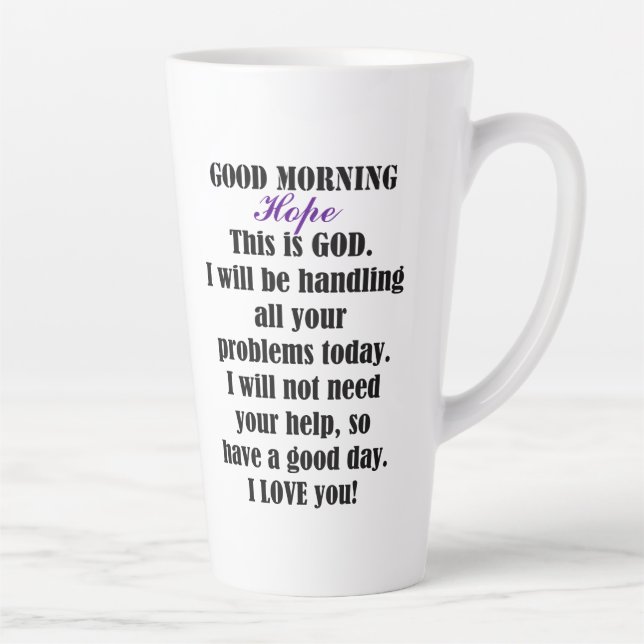 Guten Morgen von GOD nach Hoffnung Milchtasse (Rechts)