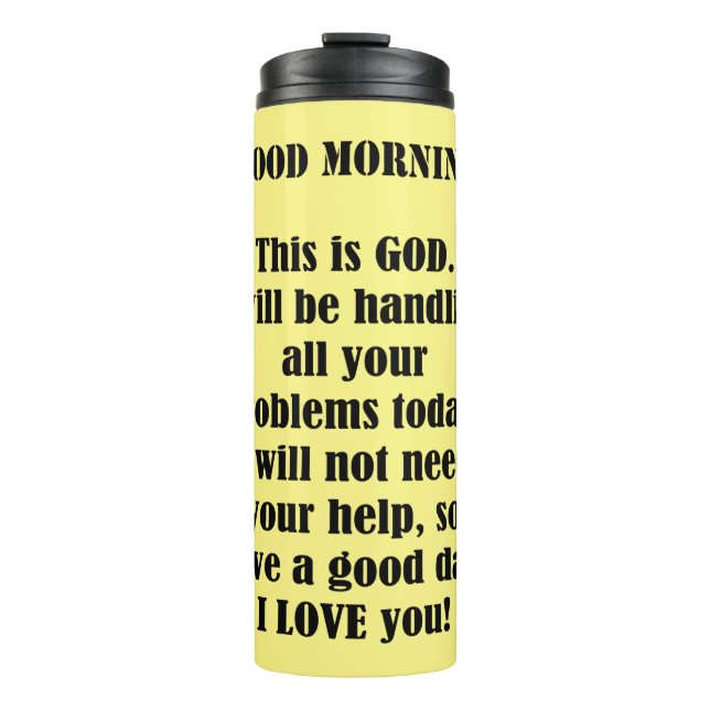 Guten Morgen von Gott (personalisieren) Thermosbecher (Vorderseite)