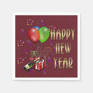 Guten Rutsch ins Neue Jahr-Ballone und Serviette