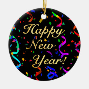"Guten Rutsch ins Neue Jahr! "(einseitige) Keramik Ornament