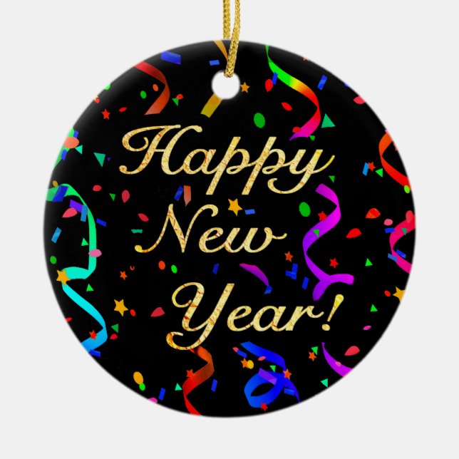 "Guten Rutsch ins Neue Jahr! "(einseitige) Keramik Ornament (Vorne)