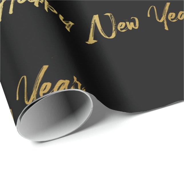 Guten Rutsch ins Neue Jahr-Packpapier (Schwarzes) Geschenkpapier (Rolleneckpunkt)
