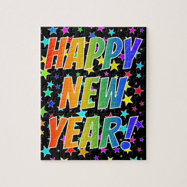 "GUTEN RUTSCH INS NEUE JAHR!" Regenbogen-Text, (Vertikal)