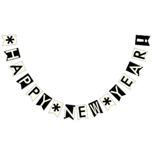 GUTEN RUTSCH INS NEUE JAHR-SCHWARZES UND WIMPELKETTE