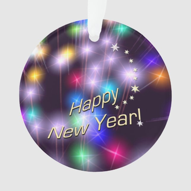 Guten Rutsch ins Neue Jahr-Stern-Lichter Ornament (Vorderseite)