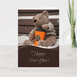 Guten Rutsch ins Neue Jahr. Teddybär-Bär Feiertagskarte