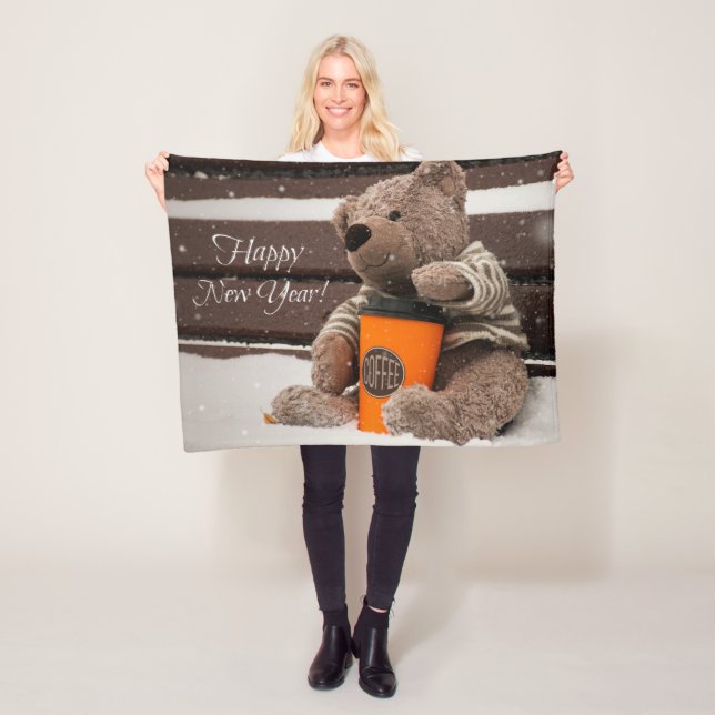 Guten Rutsch ins Neue Jahr. Teddybär-Bär Fleecedecke (Beispiel)