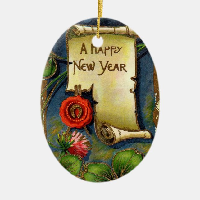 Guten Rutsch ins Neue Jahr-Verzierung Keramik Ornament (Vorne)