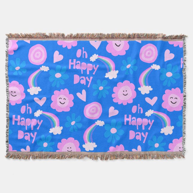 Guten Tag | Regenbogen Blume rosa blau Decke (Vorderseite)