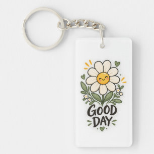 Guten Tag Süßes Gänseblümchen Botanisches Design S Schlüsselanhänger