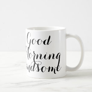 Gutenmorgen hübsch im schwarzen/weißen Skript Kaffeetasse