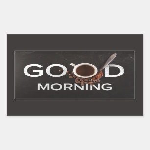Gutenmorgen-Kaffeeaufkleber Rechteckiger Aufkleber