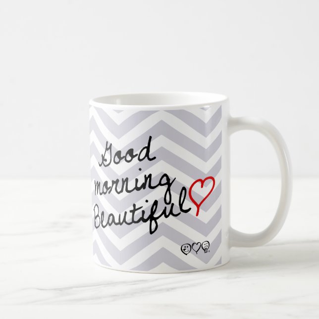 Gutenmorgen schön! Graues Zickzack Muster der Kaffeetasse (Rechts)