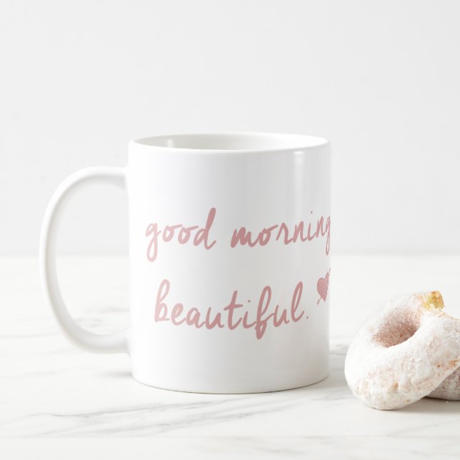 Gutenmorgen-schöne Tasse mit Herzen (Mit Donut)