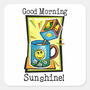 Gutenmorgen-Sonnenschein! Quadratischer Aufkleber
