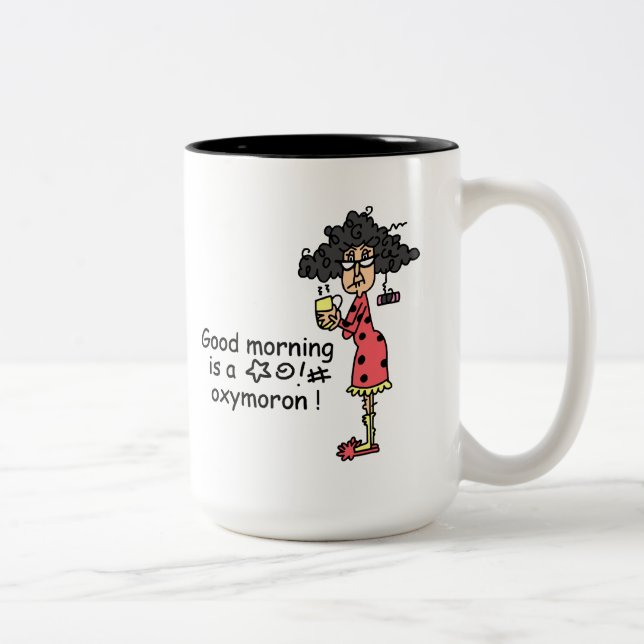 GutenmorgenOxymoron Zweifarbige Tasse (Rechts)
