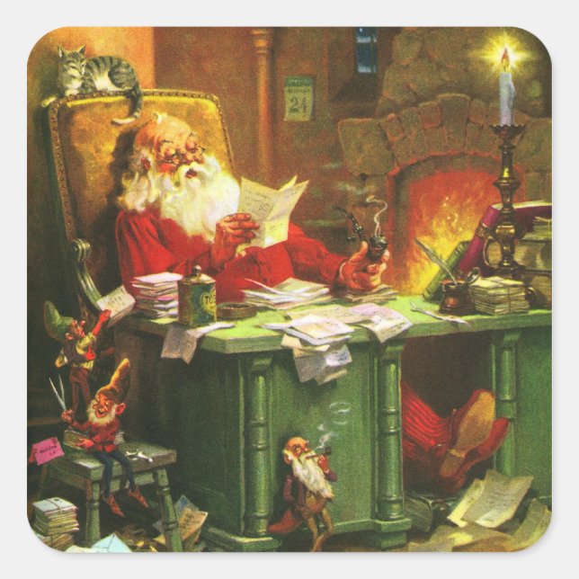 Guter alter Weihnachtsmann Quadratischer Aufkleber (Vorderseite)