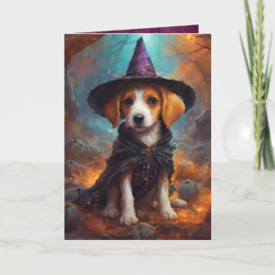 Guter Hexenwelpen, Niedlicher Halloween-Hund Gruß Karte