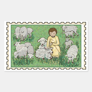 Guter Hirte Falsche Briefmarke Rechteckiger Aufkleber