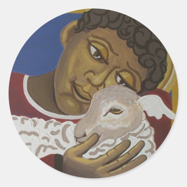 Guter Hirte Runder Aufkleber (Vorderseite)