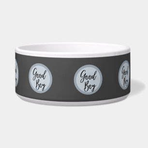 Guter Hund Text Art Polka dots grau modern Napf